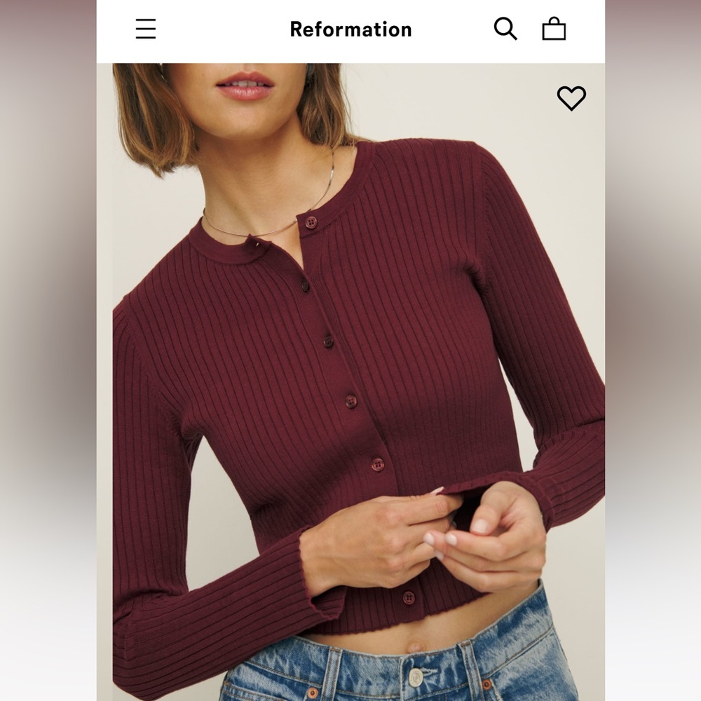 NWT Reformation Joanne Cardigan Chianti Size Small
